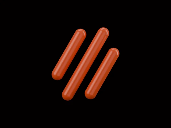 Three sunset-red Samatvam signature strokes